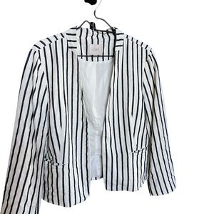 LOFT Women's Black and White Striped Jacket